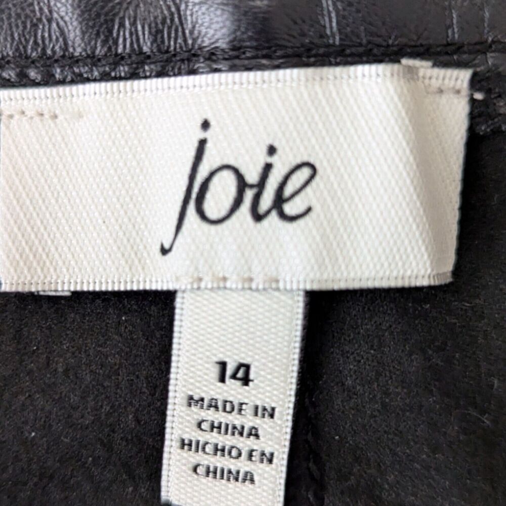 Joie Faux Leather Jeans Womens Size 14 Shiny Black‎ Straight Leg Pants Mobwife - Picture 5 of 10